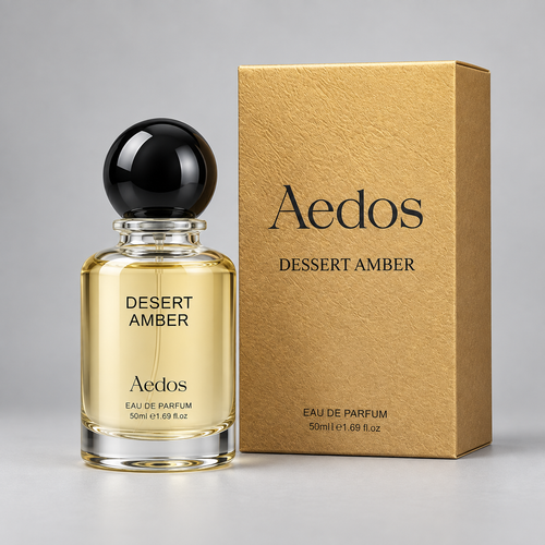Aedos Desert Amber 50 ml eau de parfum bottle and box